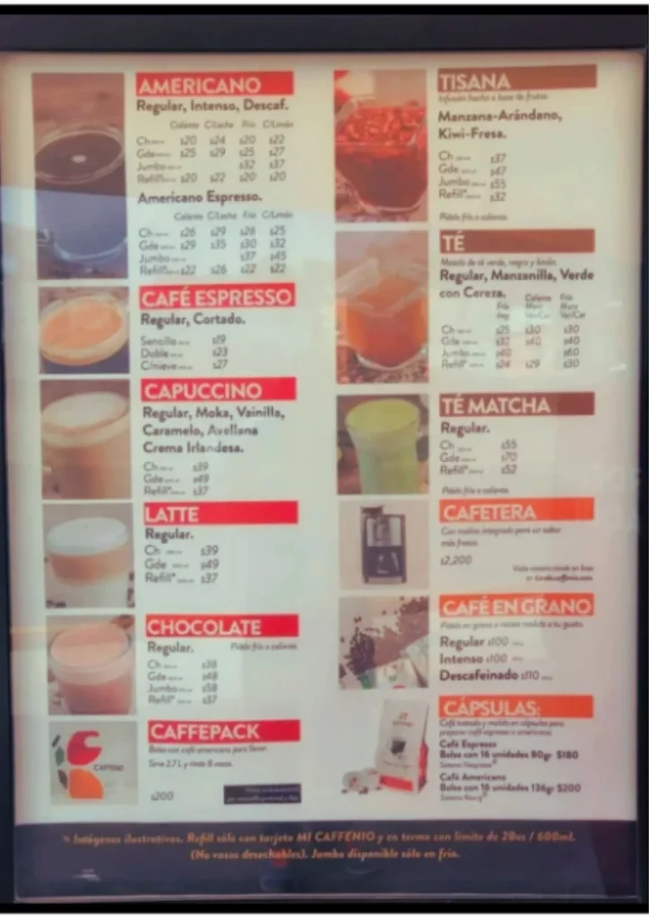 cafenio menú pósters